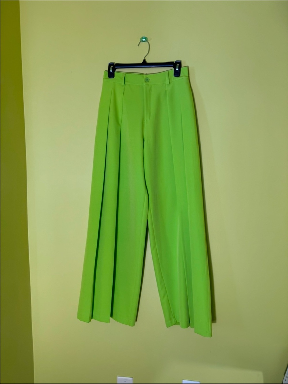 LUMINA Bright Lime Green Wide-Leg Pants